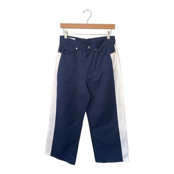 NWOT BLDWN | Cropped Wide Leg Nocturnal High Waisted Tuxedo Stripe Pants 27 - Picture 4 of 8